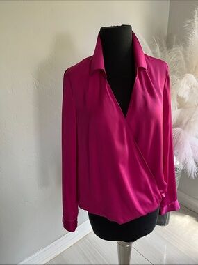 Classiques Entier Fuchsia Surplice Long-Sleeve Blouse